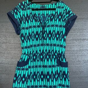 Tribal Print Turquoise Short Dress